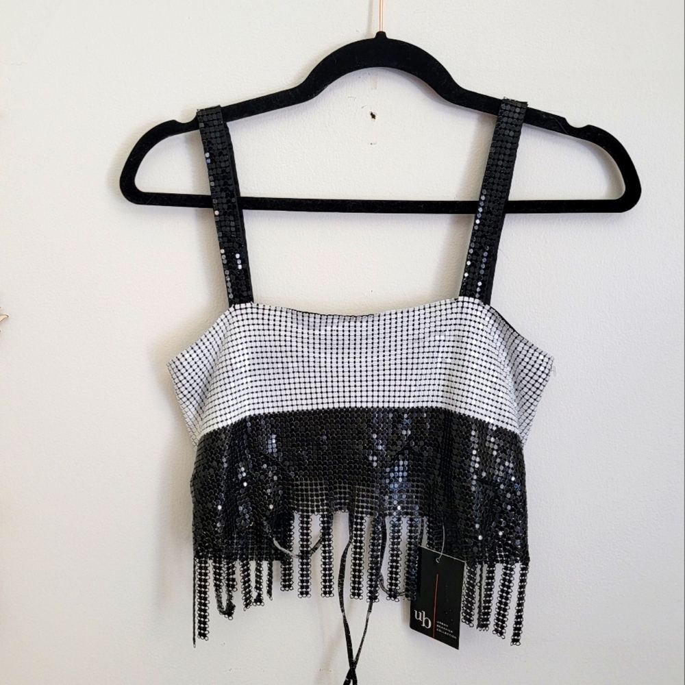 NWT Urban Behavior Collection Beaded Fringe Crop Top